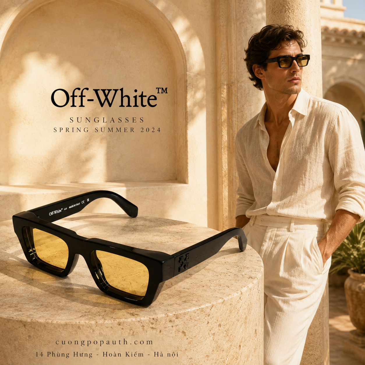 KÍNH OFF WHITE LENS VÀNG K669