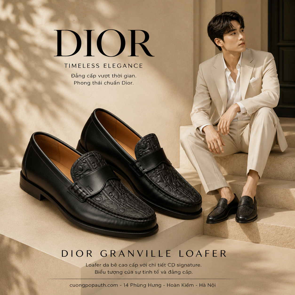 LOAFER DIOR GRANVILLE ĐEN NHIỀU CHỮ 3LO146ZEL-H900
