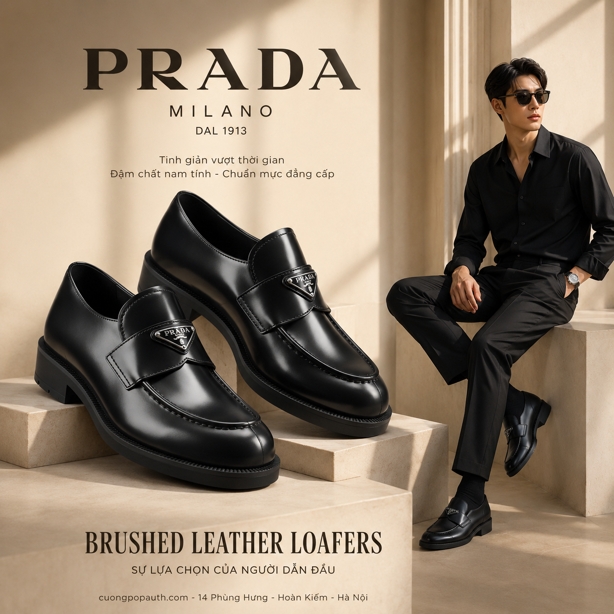 LOAFER PRADA ĐEN TAG BẠC 2DE127-055-F0002
