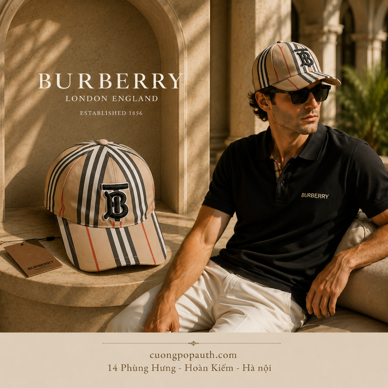 MŨ BURBERRY CAMEL LOGO K891