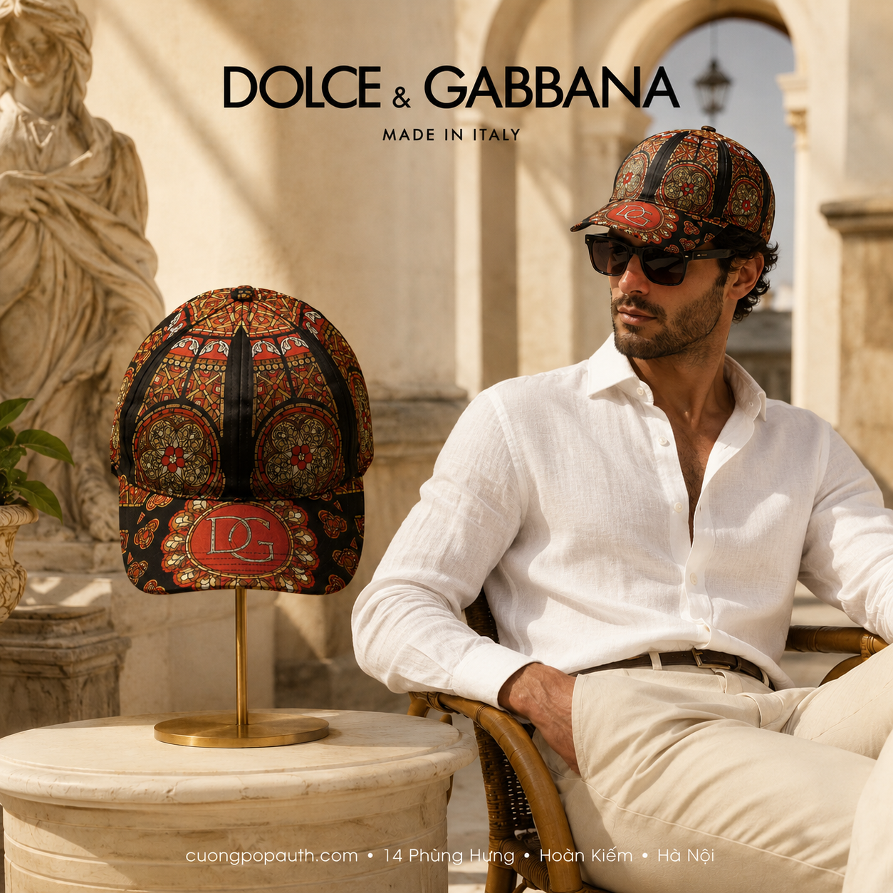 MŨ DOLCE HOA VĂN ĐỎ DG5501
