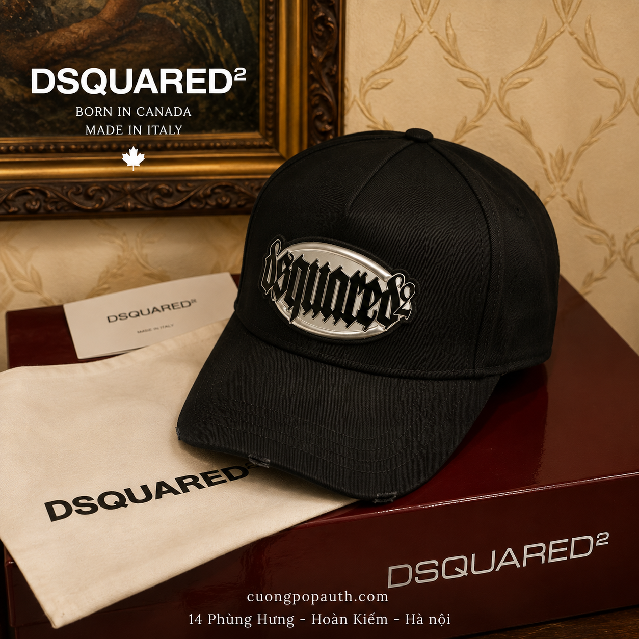 MŨ DSQUARED2 CHỮ ĐEN K932