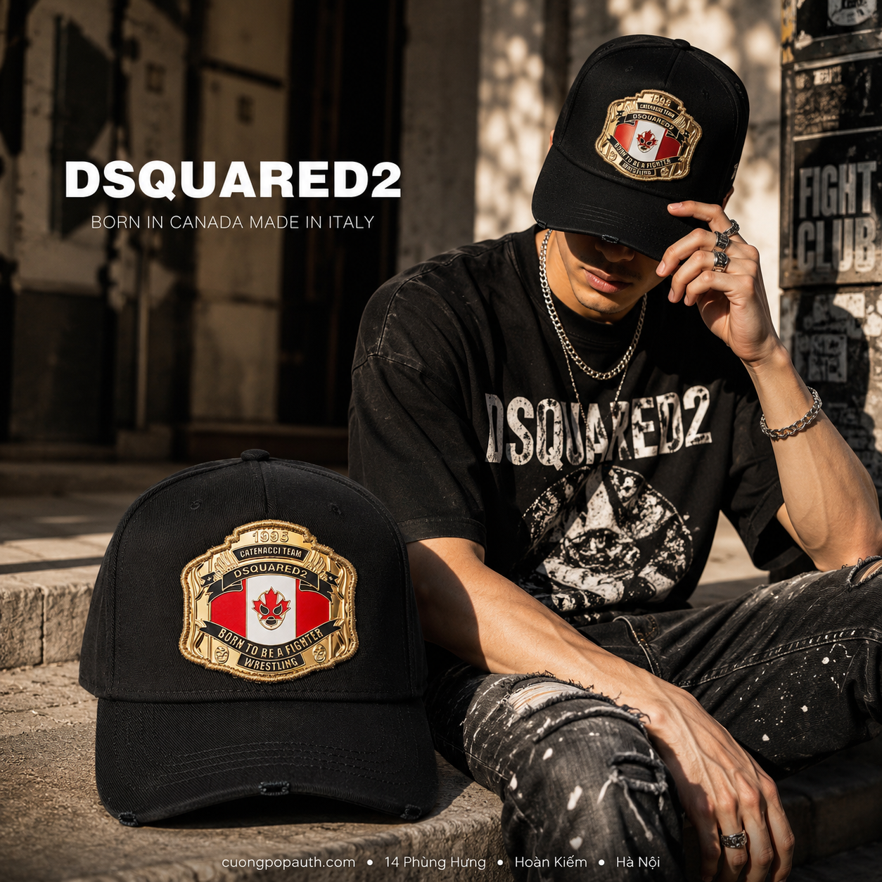 MŨ DSQUARED2 ĐEN TAG KHIÊN BCM0903 05C00001 2124