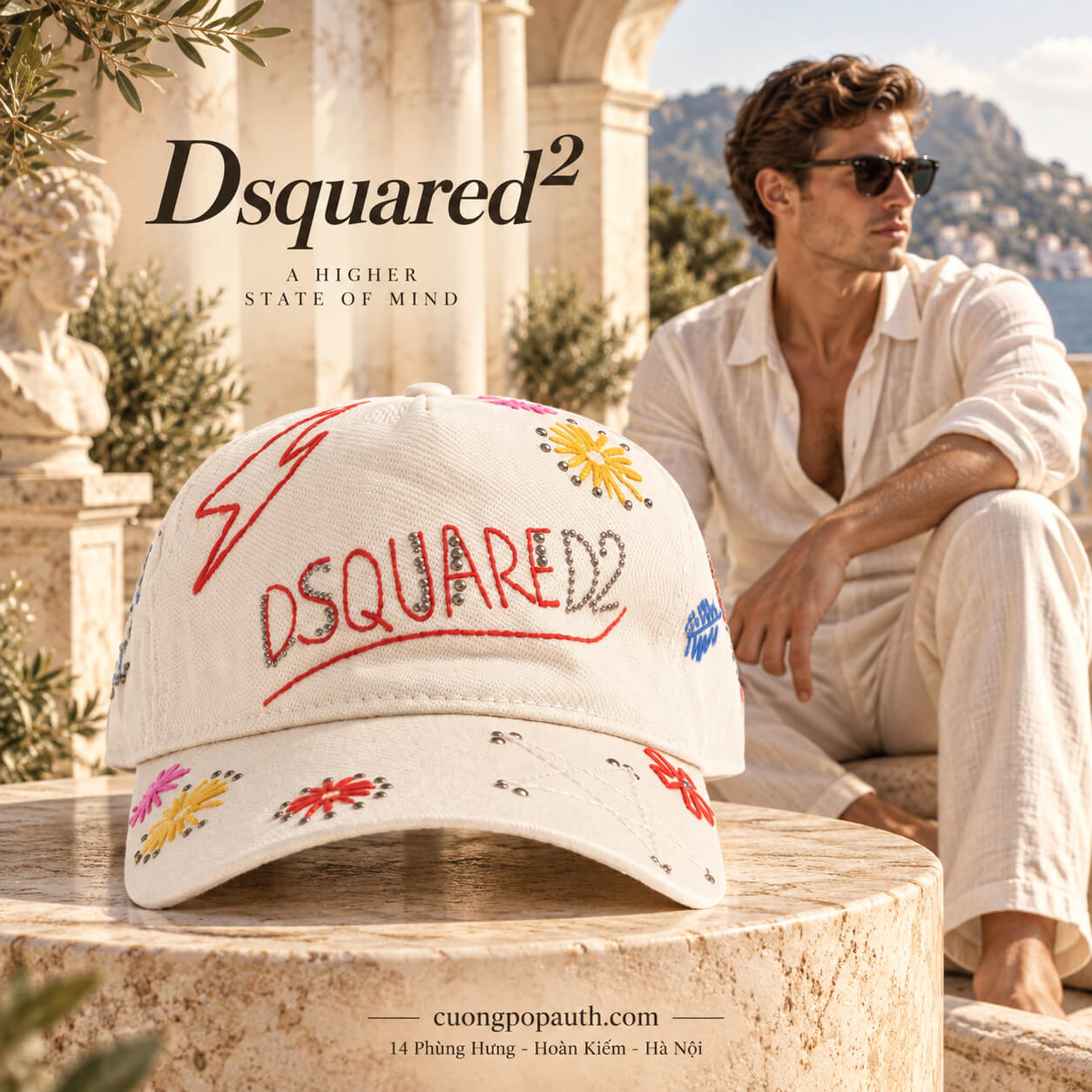 MŨ DSQUARED2 DENIM NHIỀU HOẠ TIẾT BCM0992 05C03957 5133