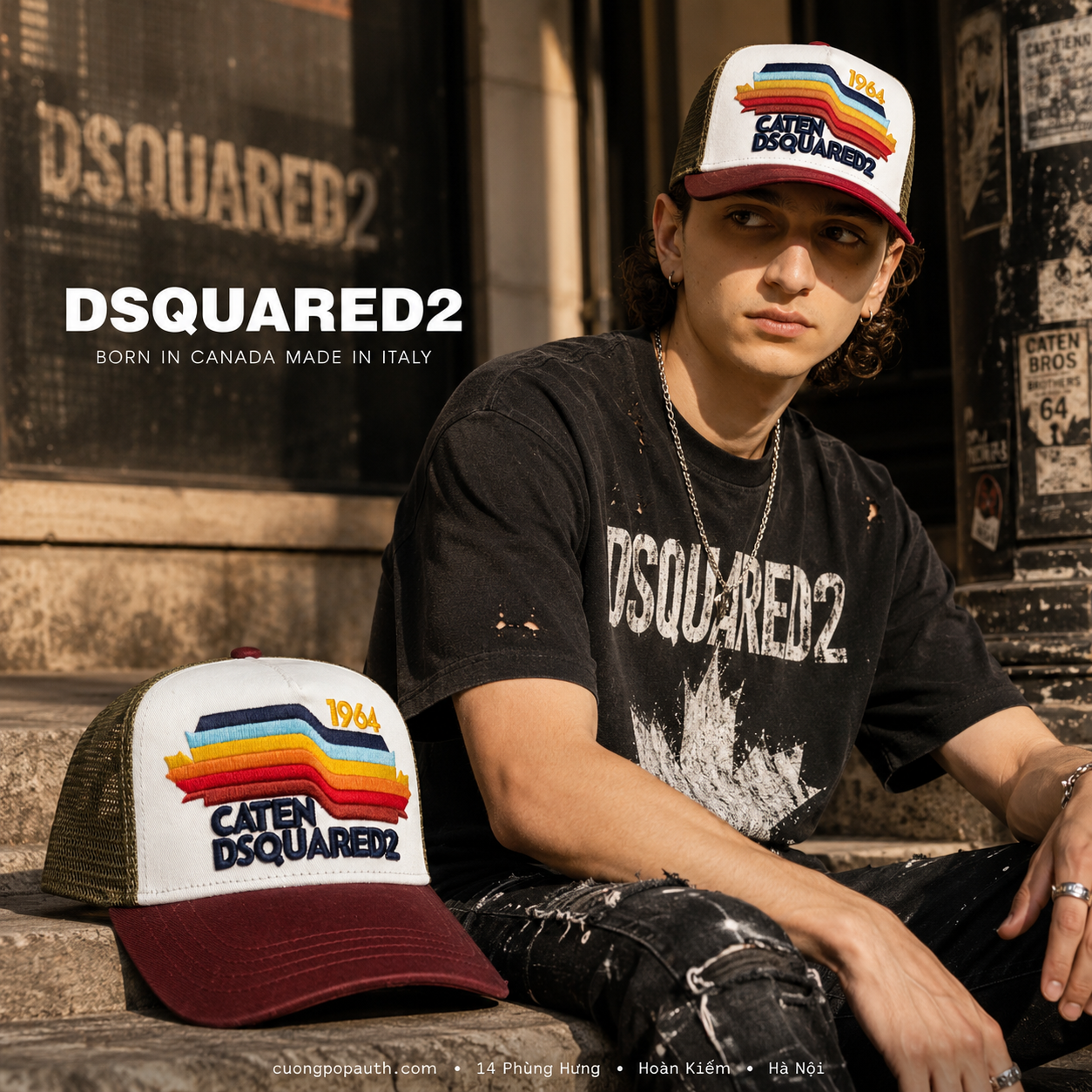 MŨ DSQUARED2 ĐỎ LUỚI BCM0885 05C02694 M4018