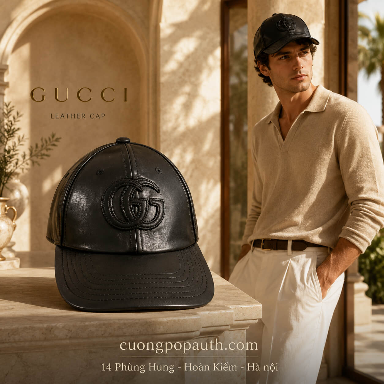 MŨ GUCCI ĐEN GG 832252 4HBGA 1000