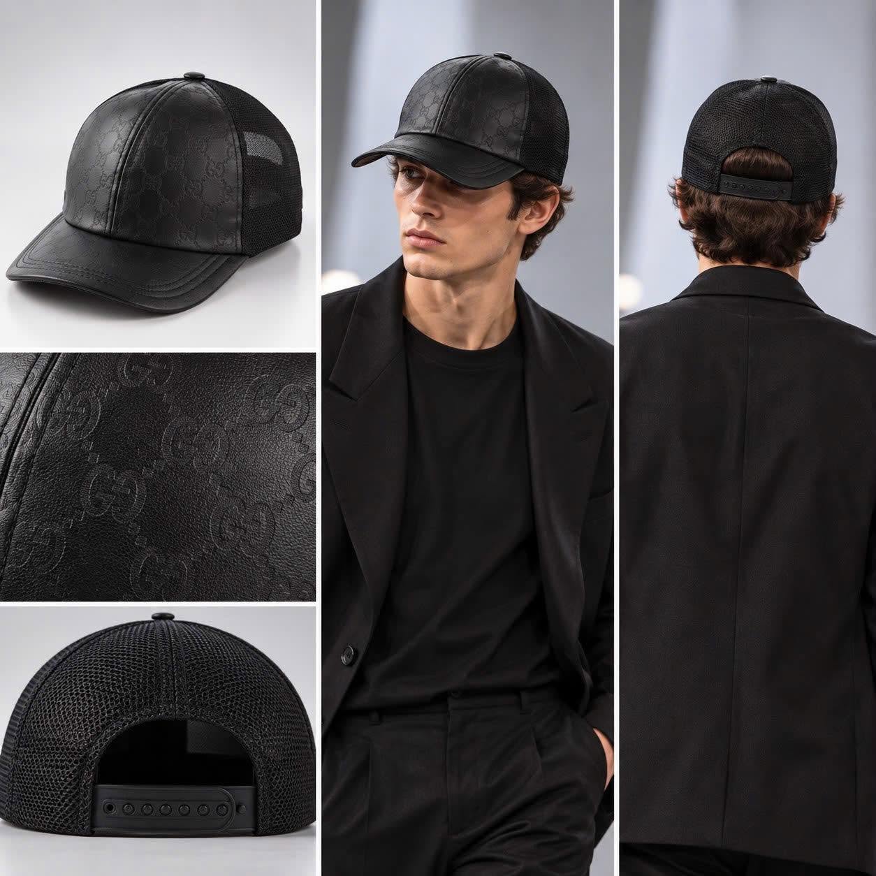 MŨ GUCCI ĐEN LƯỚI 780493 4HA8M 1060