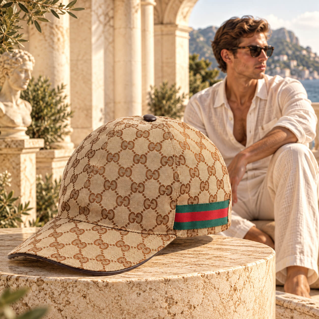 MŨ GUCCI VÀNG VẠCH CỜ 200035 KQWBG 9791