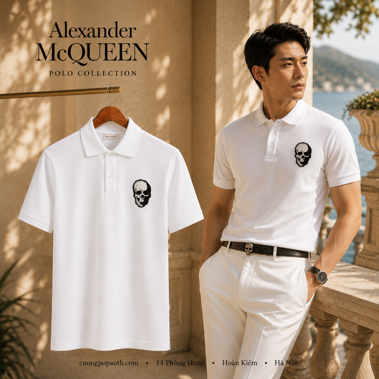 POLO ALEXANDER MCQUEEN TRẮNG 650418QQX331001