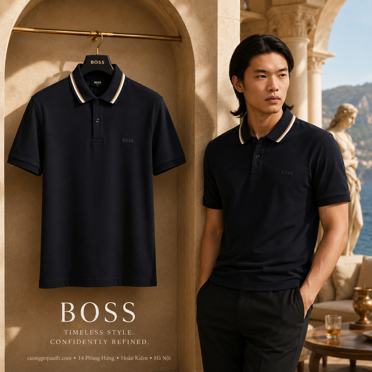 POLO BOSS ĐEN 50469360 404