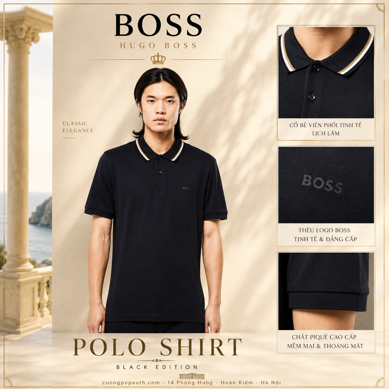POLO BOSS ĐEN 50469360 404
