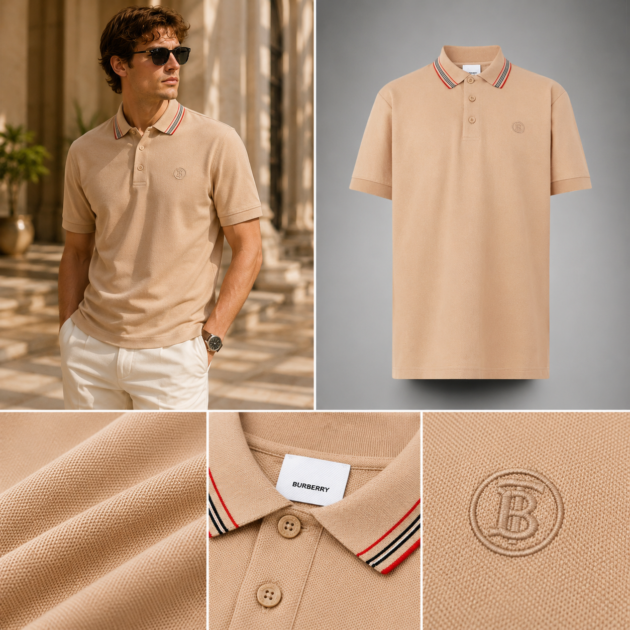 POLO BURBERRY CHECK CỔ TAG TB 8056223