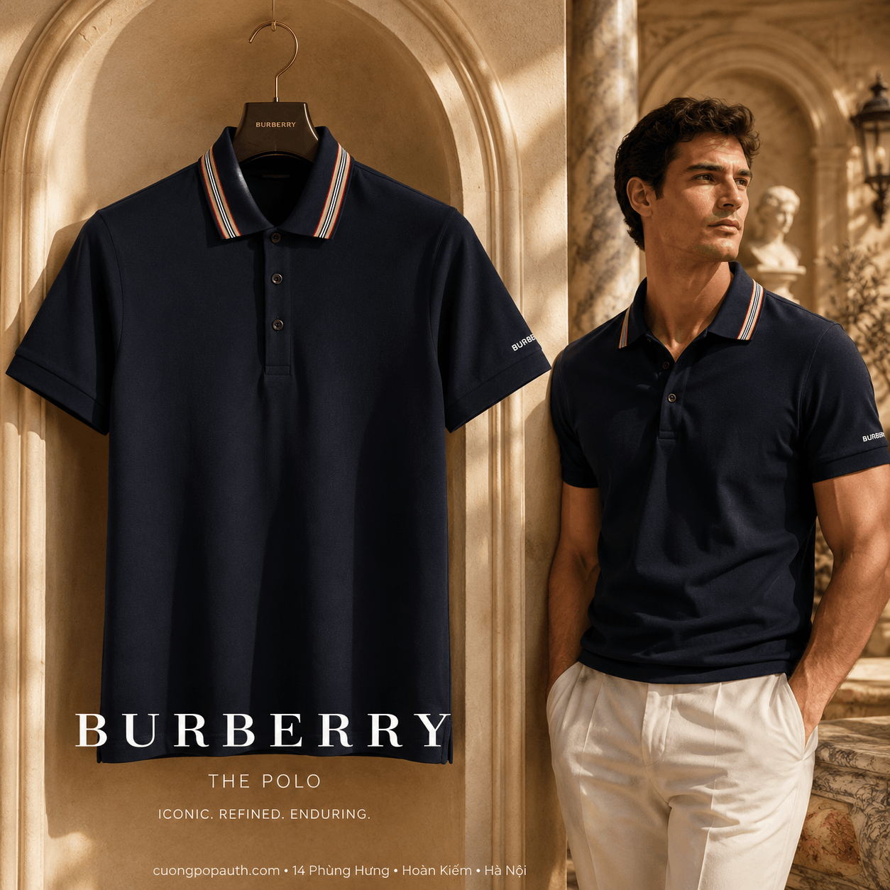 POLO BURBERRY ĐEN CHỮ TAY 8111811