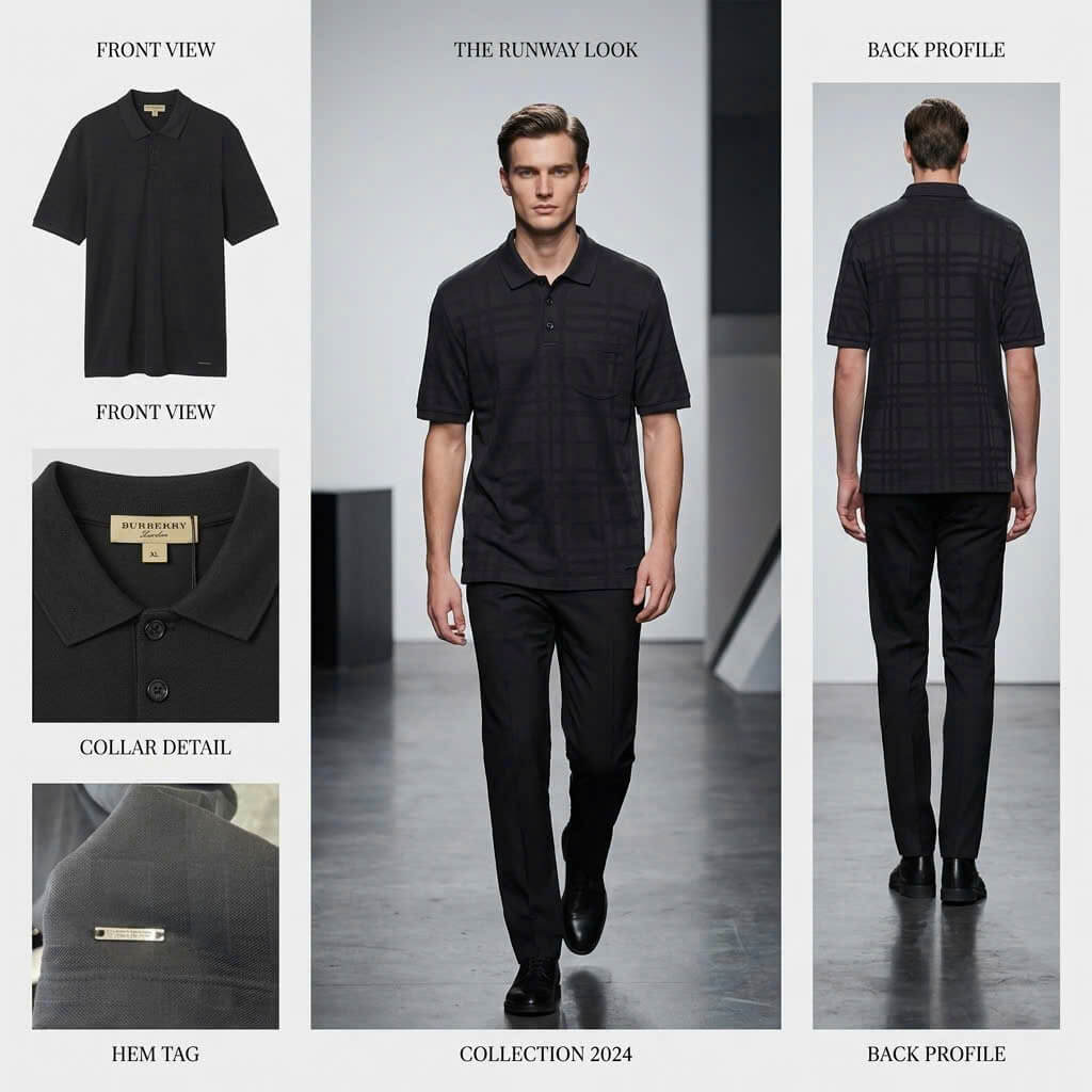 POLO BURBERRY ĐEN KẺ 10148UTS