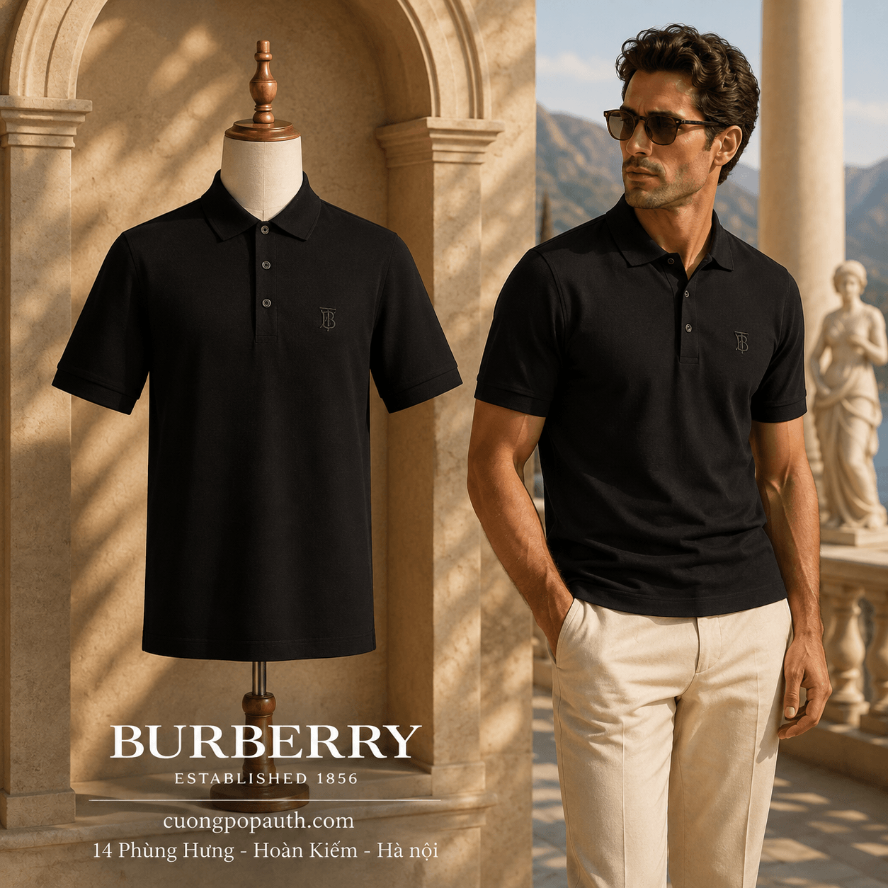 POLO BURBERRY ĐEN TAG TB 8014003