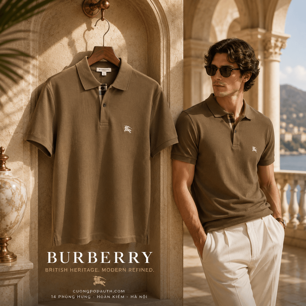 POLO BURBERRY NÂU NHẠT NGỰA121481UPL