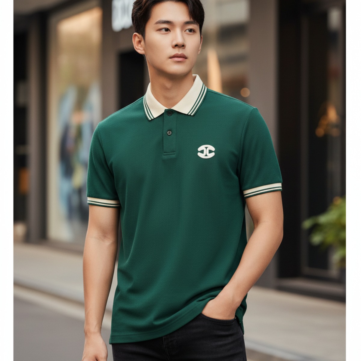 POLO CAVALI XANH LOGO THÊU RWC393-11