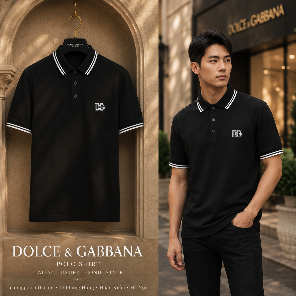 POLO DOLCE ĐEN CHỮ TRẮNG GXZ02Z JBCBZ N0000