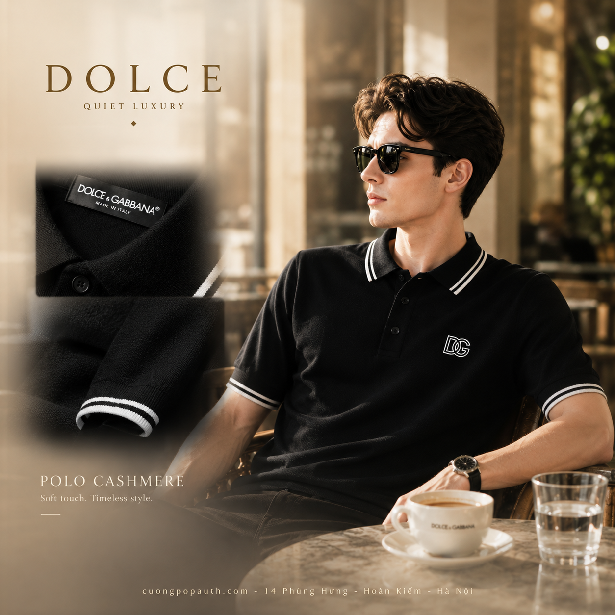 POLO DOLCE ĐEN CHỮ TRẮNG GXZ02Z JBCBZ N0000
