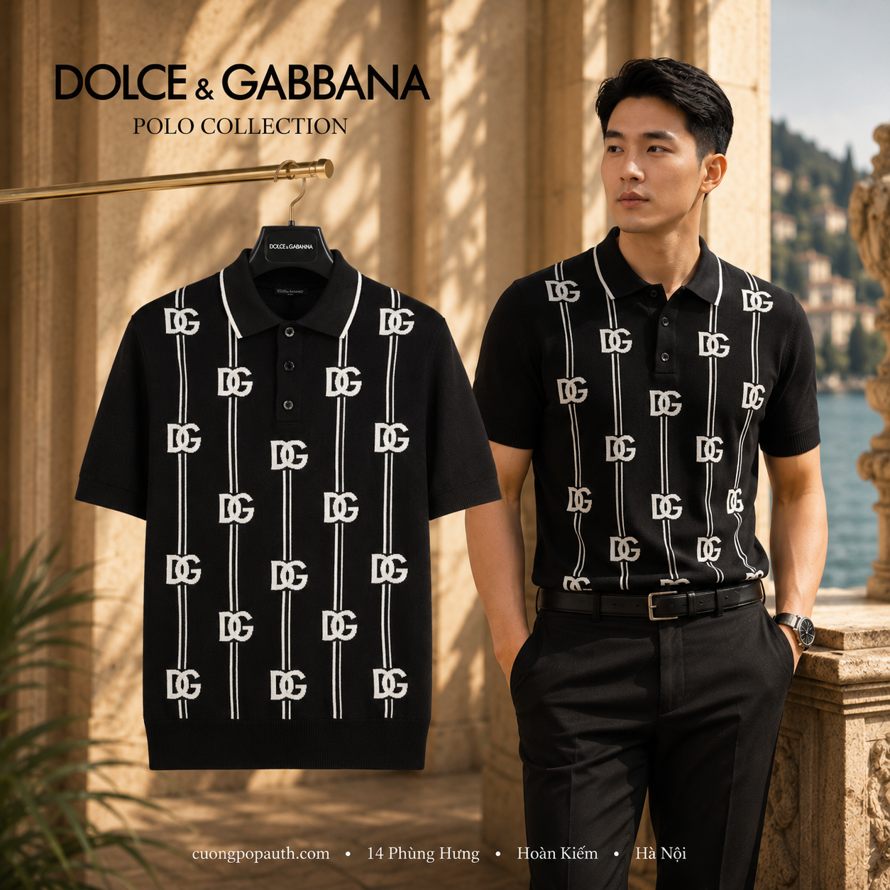 POLO DOLCE ĐEN NHIỀU CHỮ DG TRẮNG GXJ98T JAST5 S9000