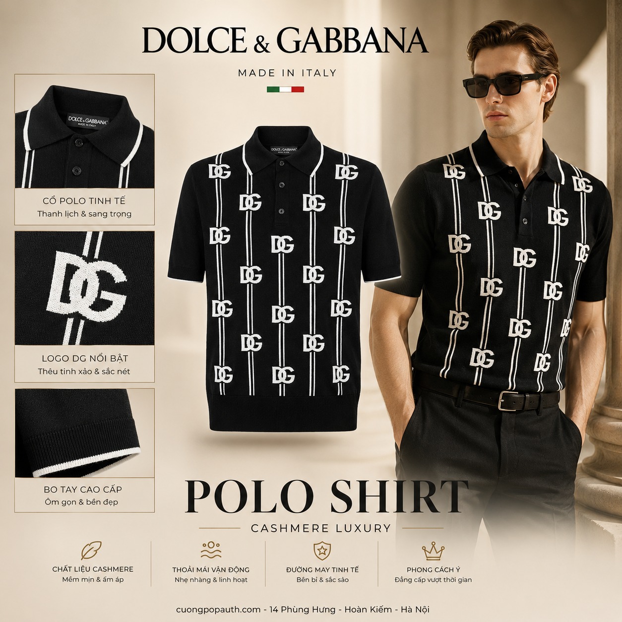 POLO DOLCE ĐEN NHIỀU CHỮ DG TRẮNG GXJ98T JAST5 S9000