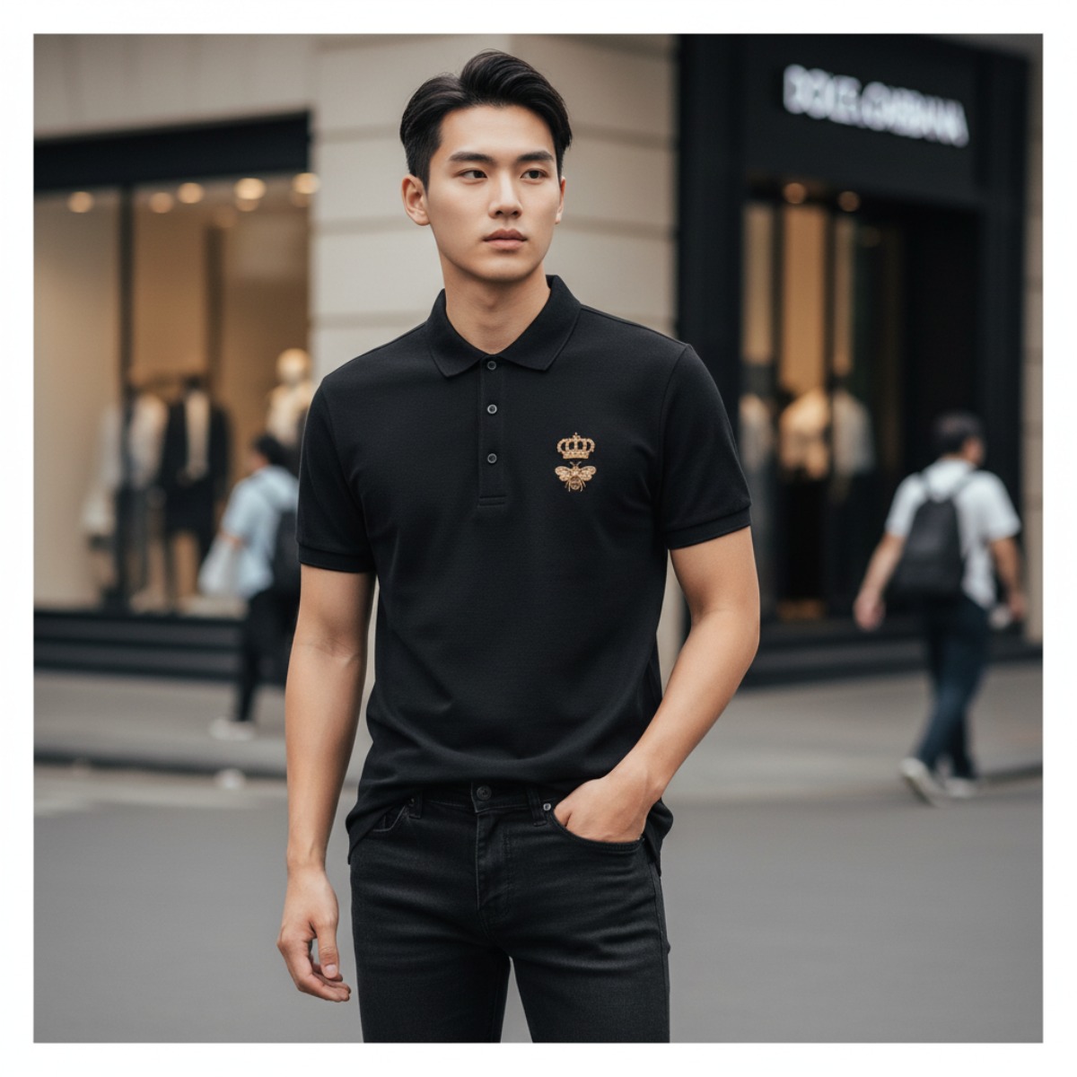 POLO DOLCE ĐEN TAG NGỰC ONG VƯƠNG MIỆN G8LZ1Z G7WUR N0000