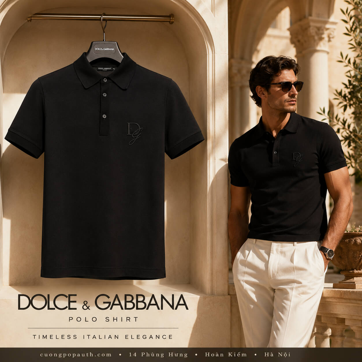 POLO DOLCE ĐEN THÊU CHỮ NGỰC G8SG0Z G7N4P N0000
