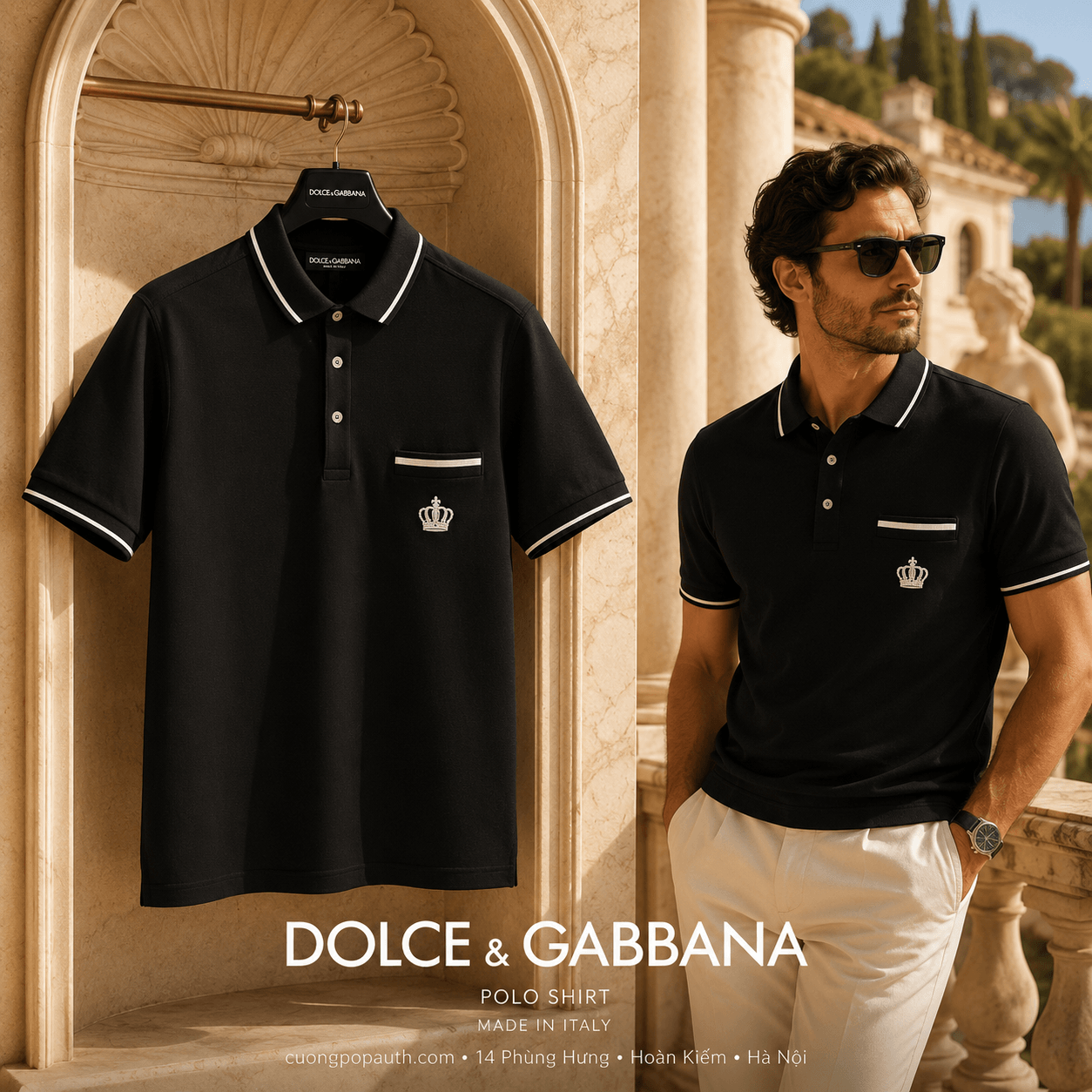 POLO DOLCE ĐEN TÚI TRƯỚC G8GX5T FU7EN N0000