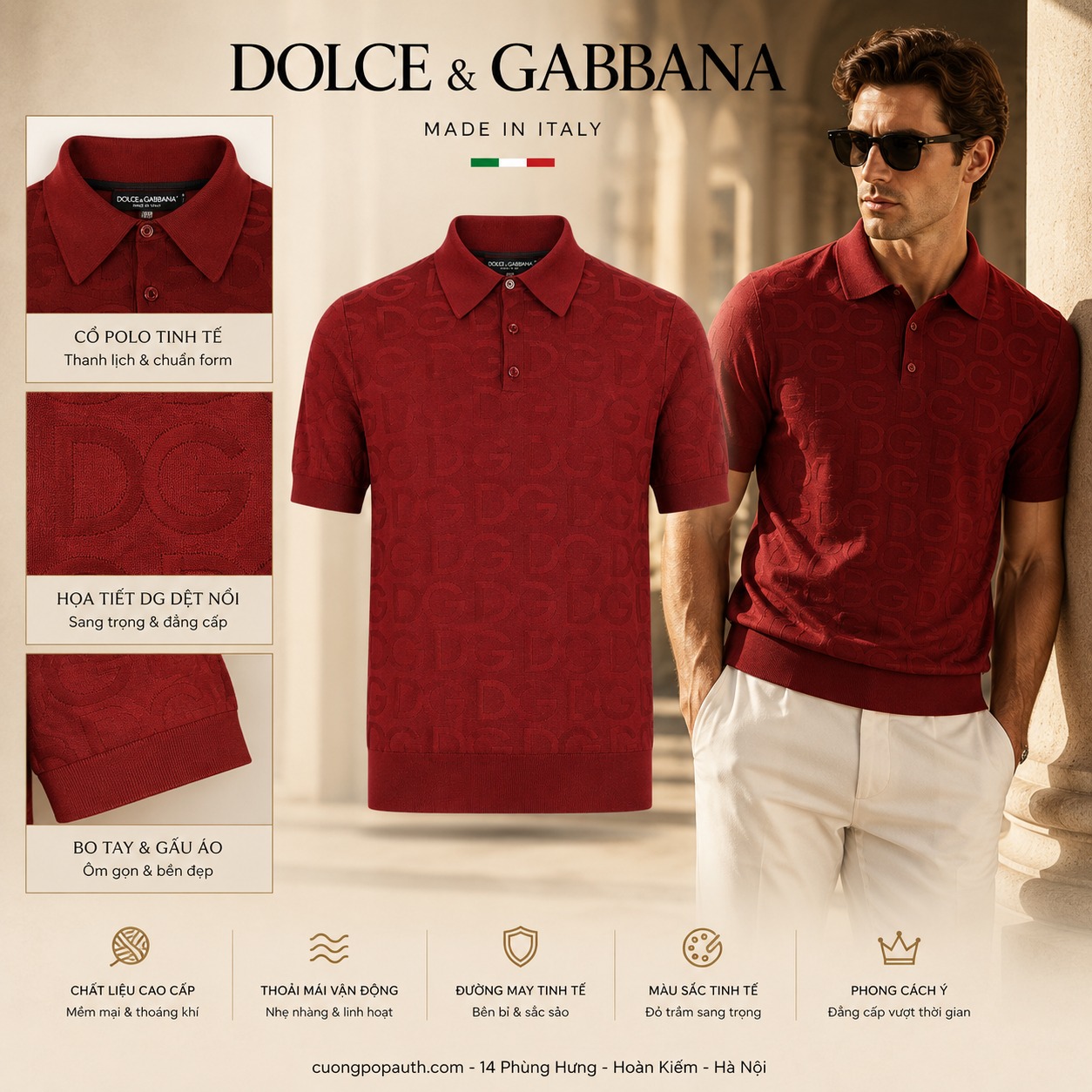 POLO DOLCE ĐỎ CHỮ NỔI GXD58T JASOK R0368