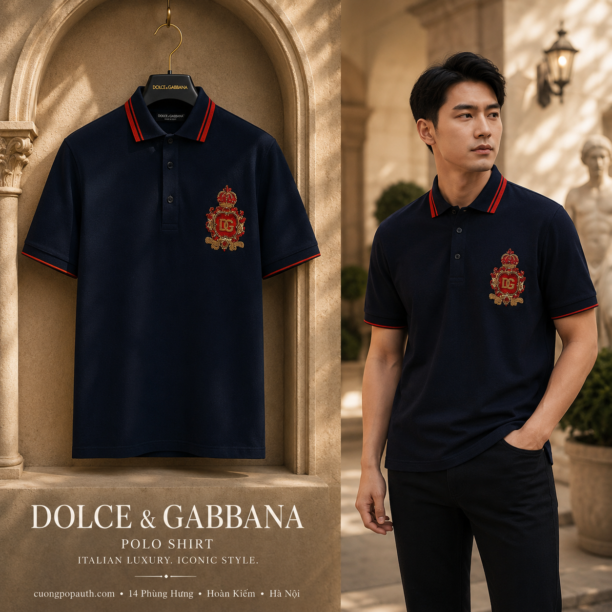 POLO DOLCE NAVY THÊU VƯƠNG MIỆN G8OS1Z FU7EN