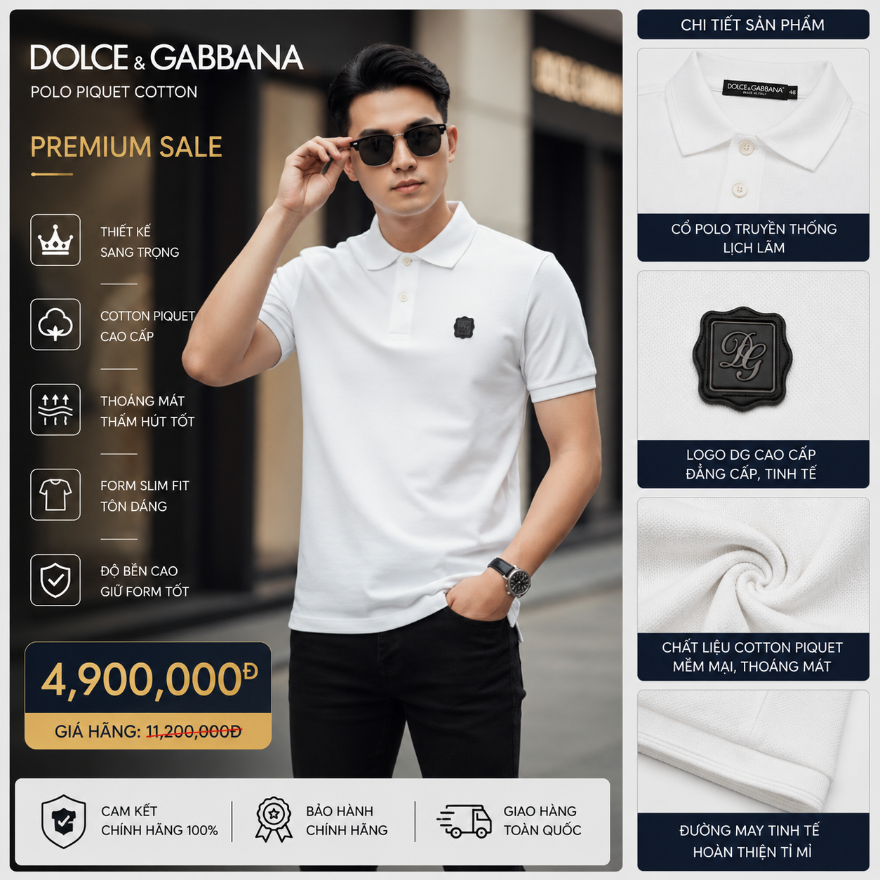 POLO DOLCE TRẮNG G8KB8Z G7VLAW0800