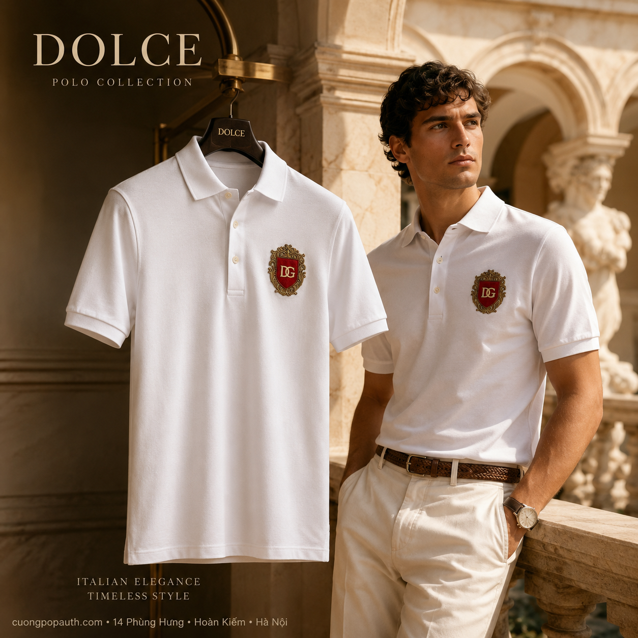 POLO DOLCE TRẮNG TAG THÊU G8KI2ZG7L8OW0800