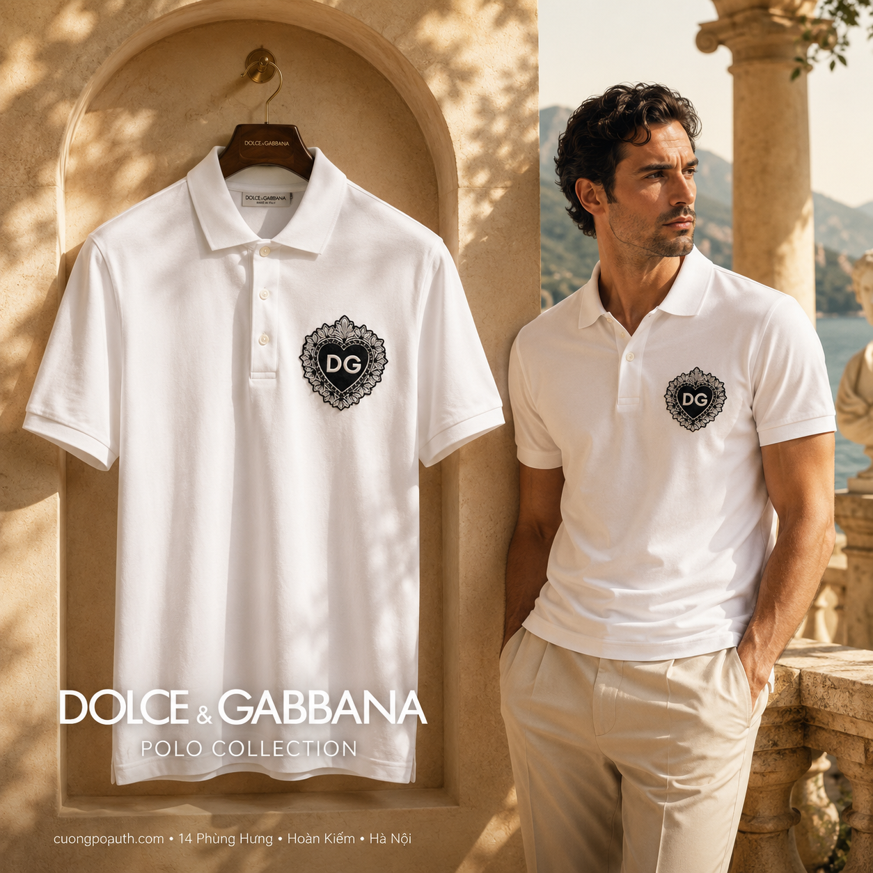 POLO DOLCE TRẮNG TRÁI TIM G8KI2ZG7L8MW0800