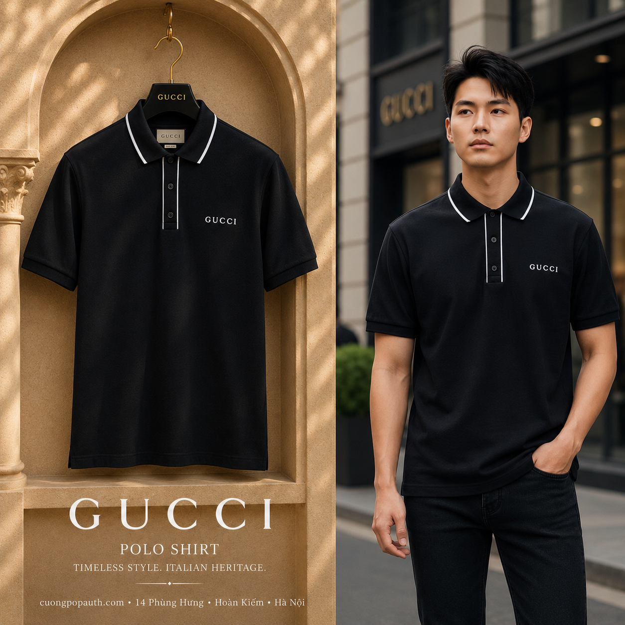 POLO GUCCI ĐEN CHỮ TRẮNG 806250 XJG3G 4003
