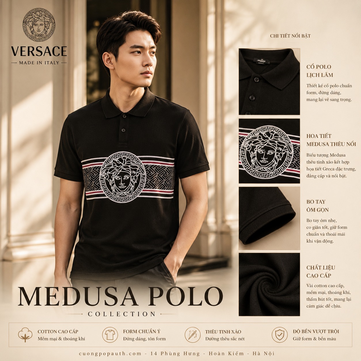 POLO VERSACE ĐEN MEDUSA 1A06075 1008495