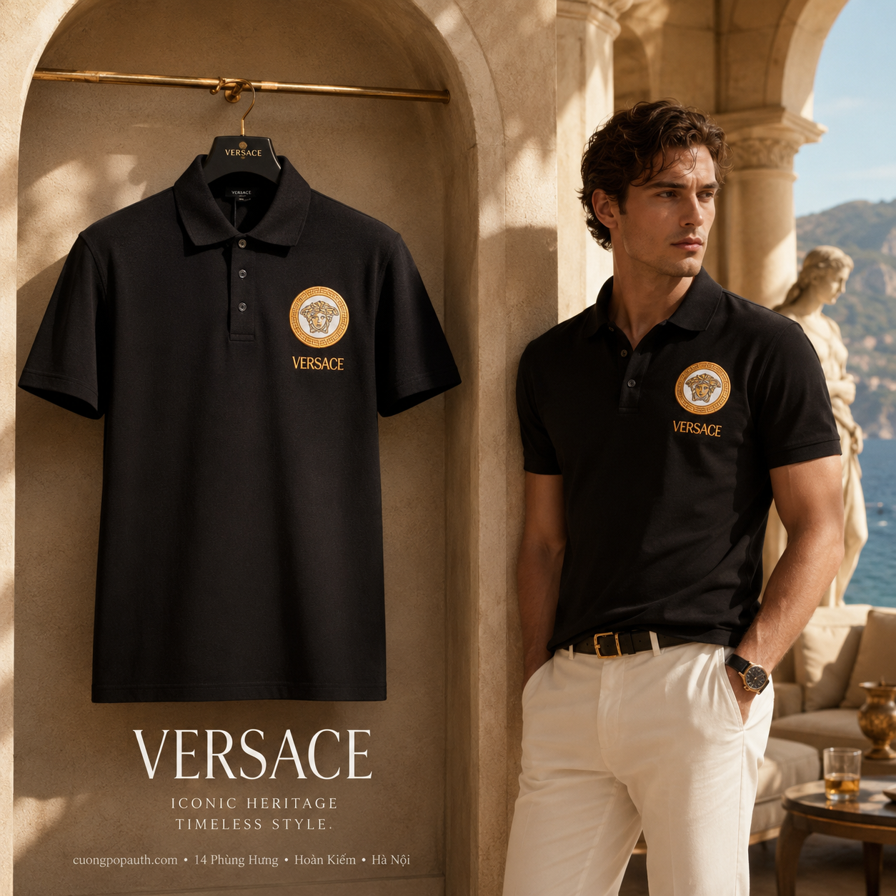 POLO VERSACE TAG NGỰC HOA THÊU 10085031A060811B000