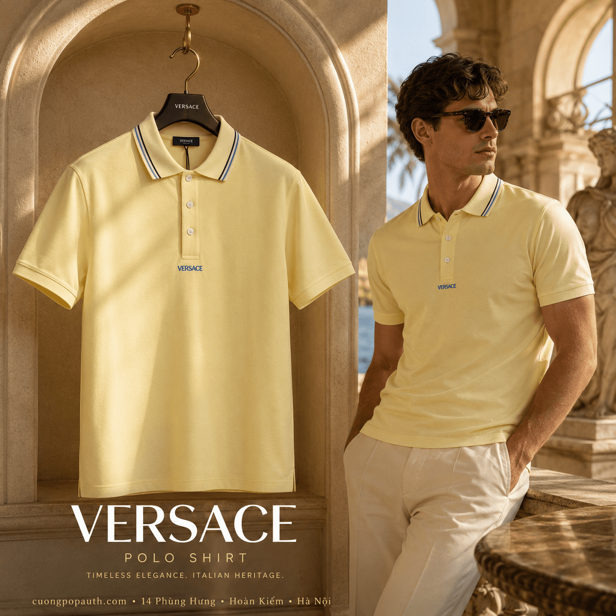 POLO VERSACE VÀNG CHECK CỔ 1011851 1A17613 TN