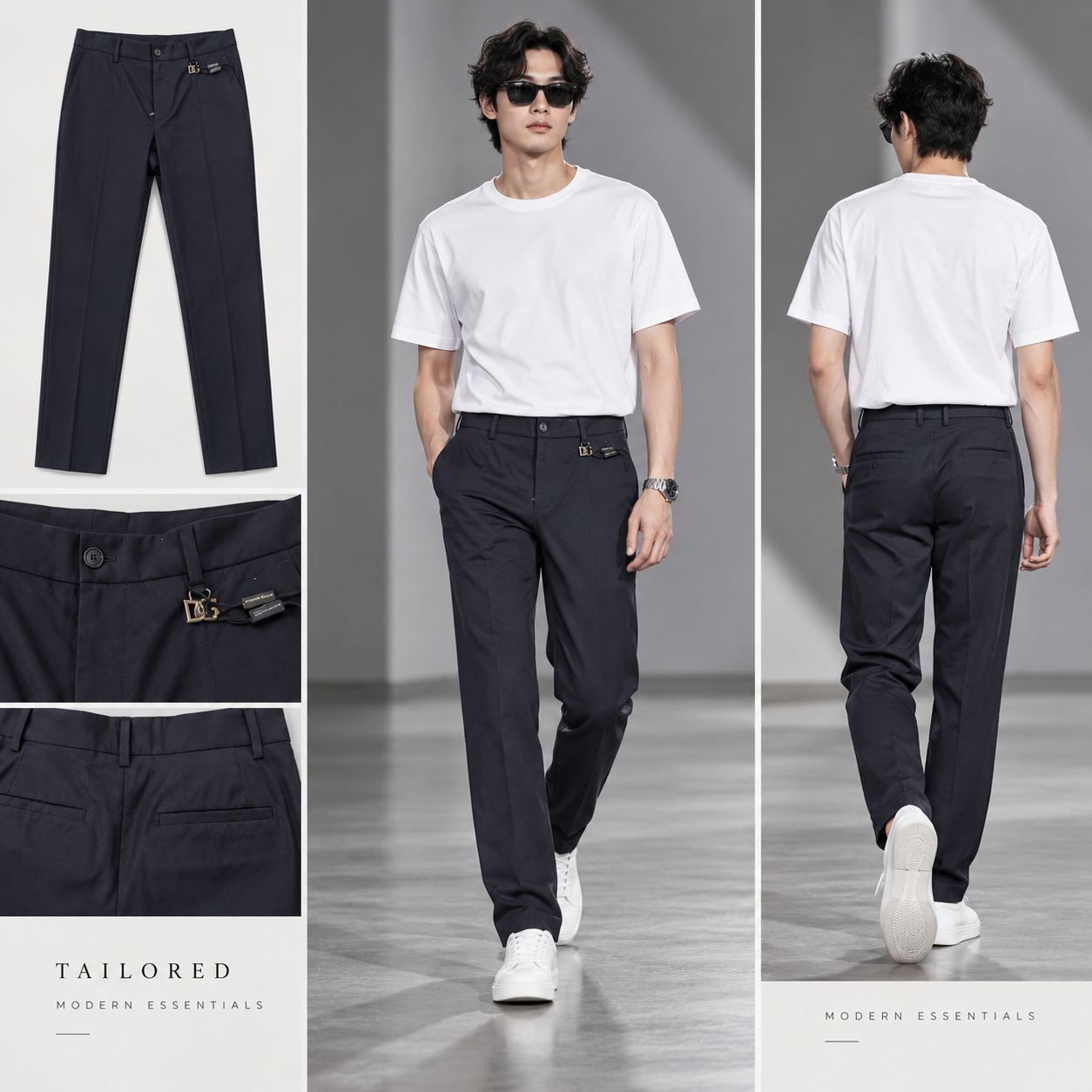 QUẦN KAKI DOLCE NAVY LOGO DG GY6FET GF092