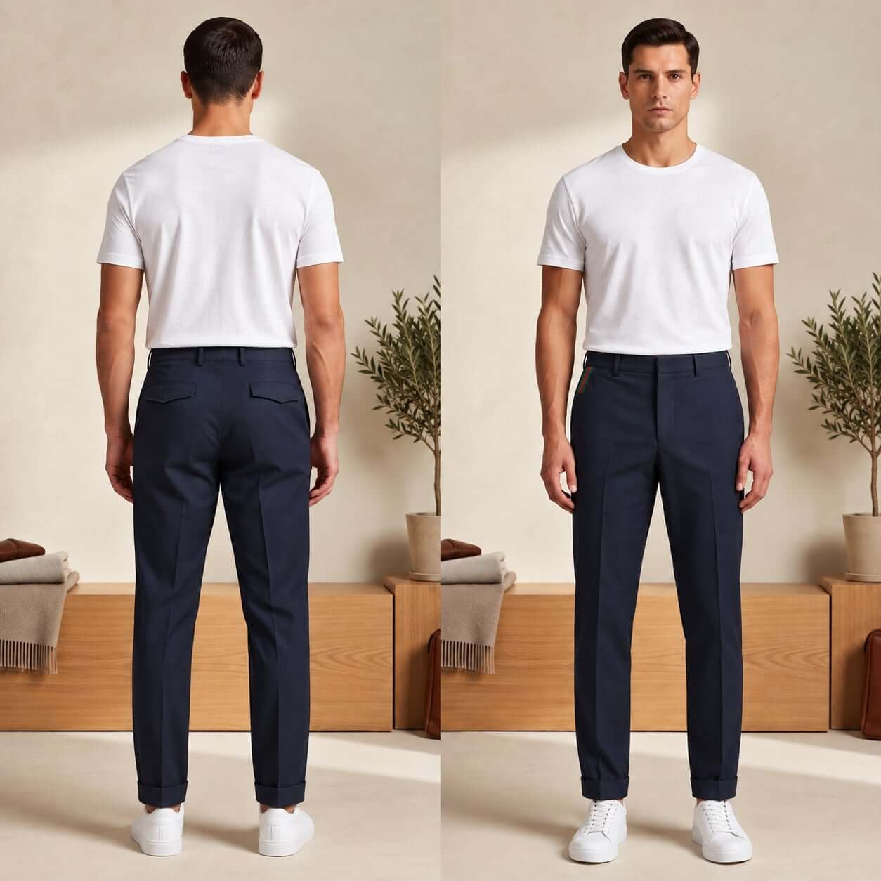 QUẦN KAKI GUCCI NAVY VẠCH CỜ 3685555