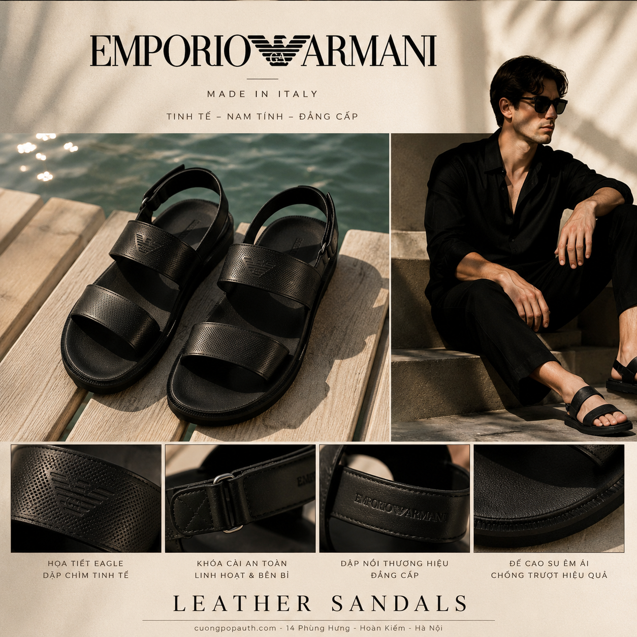 SANDAL EMPORIO ARMANI ĐEN CPA060626