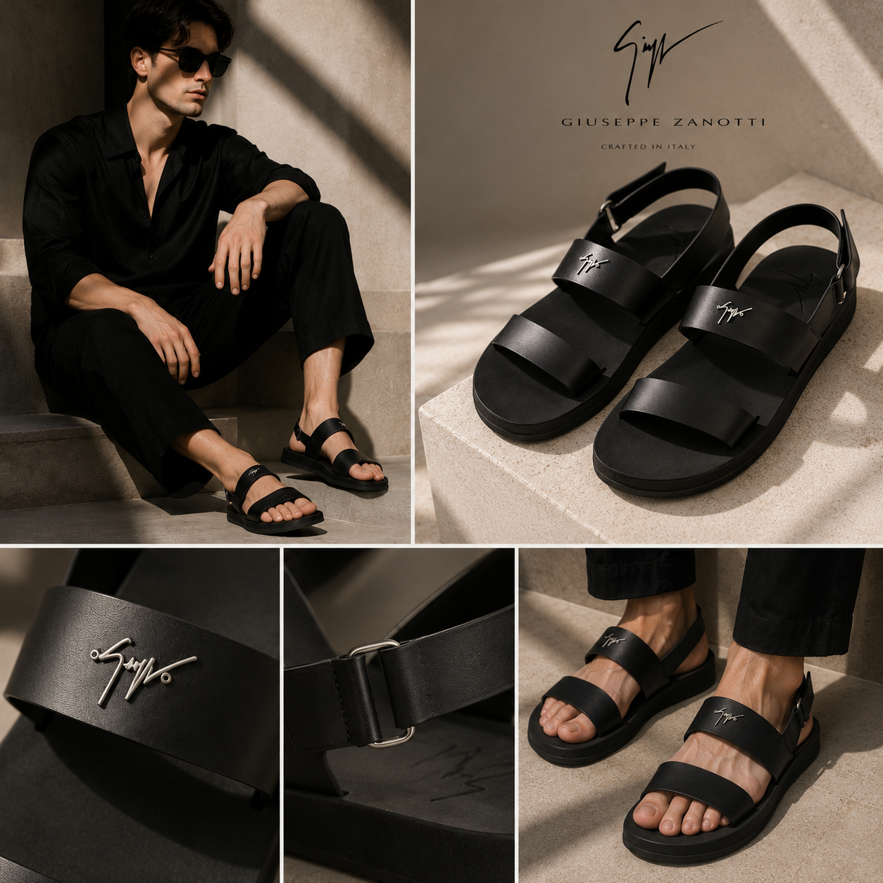 SANDAL GIUSEPPE ZANOTT ĐEN EU3002300105