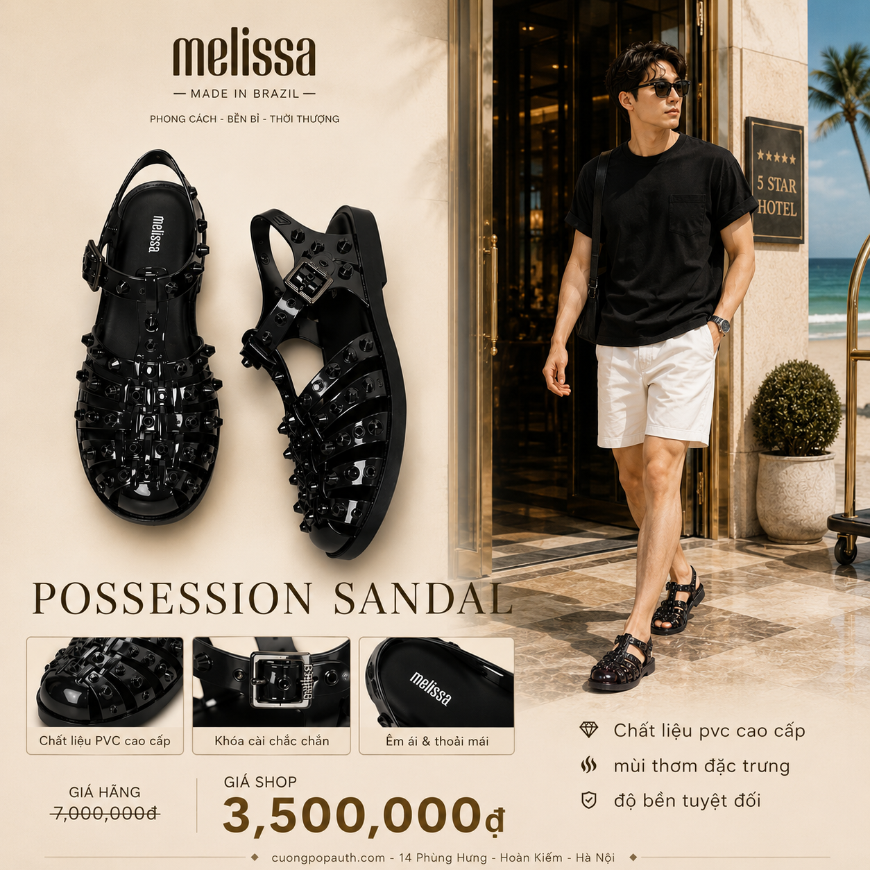 SANDAL MLS ĐEN ĐINH TÁN 91490SH806A23DGS