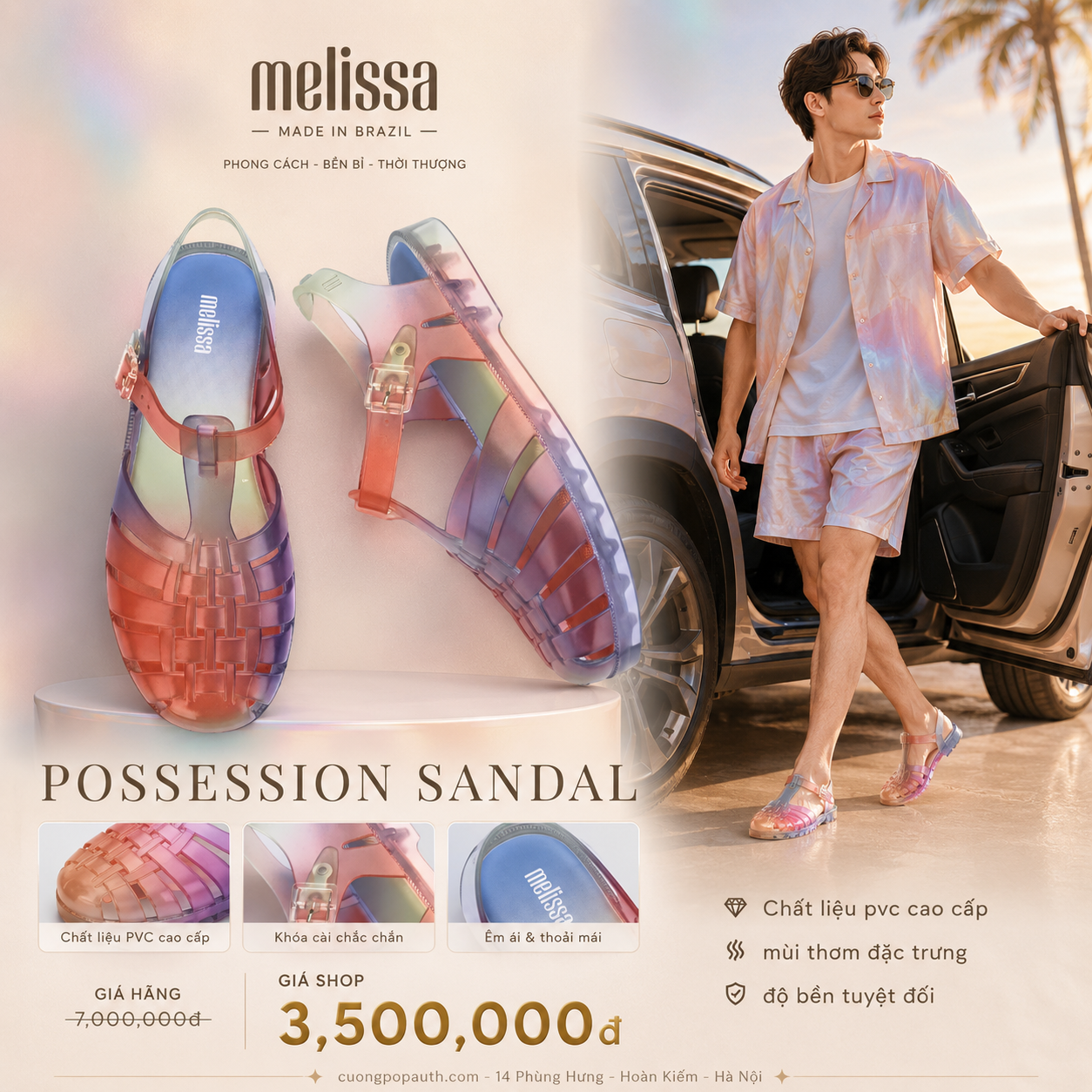 SANDAL MLS HỌA TIẾT XANH HỒNG MLS012