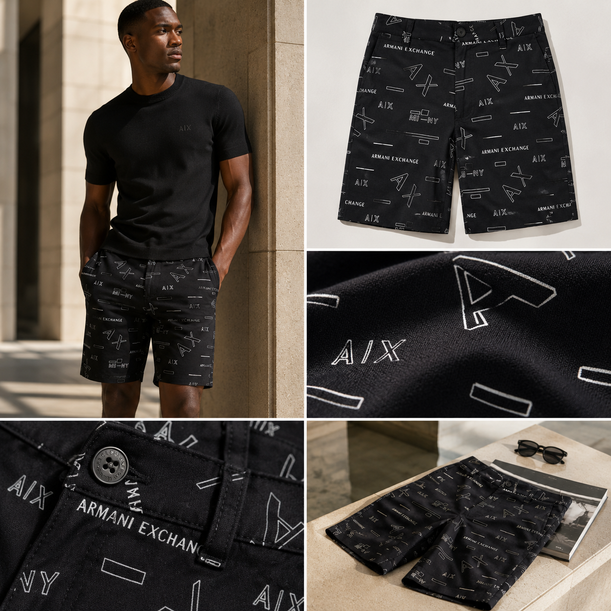 SHORT ARMANI ĐEN NHIỀU CHỮ 6LZS01ZN24Z122AP