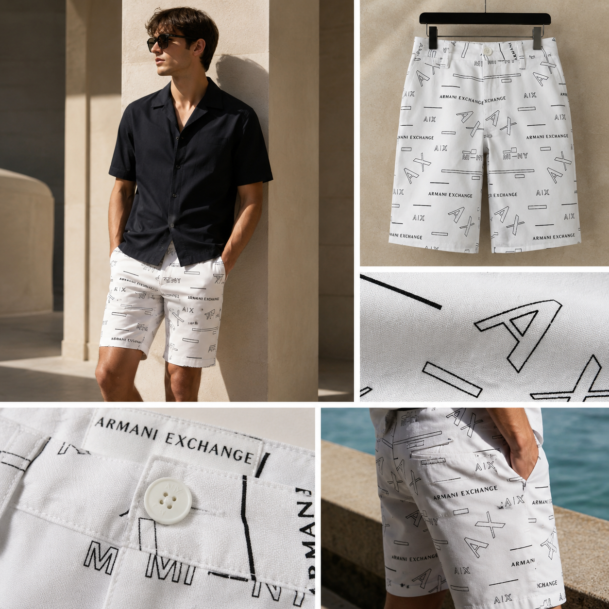 SHORT ARMANI TRẮNG NHIỀU CHỮ 6LZS01ZN24Z121BD