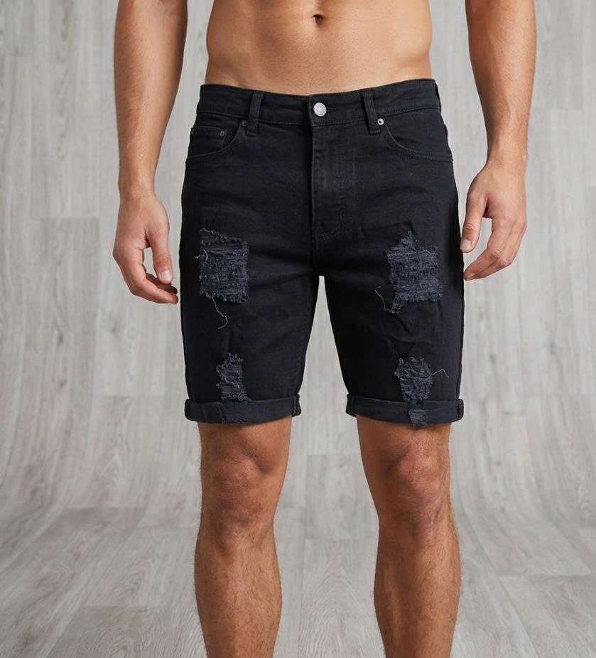 SHORT BOOMAN ĐEN RÁCH 2 ĐÙI BMM73531
