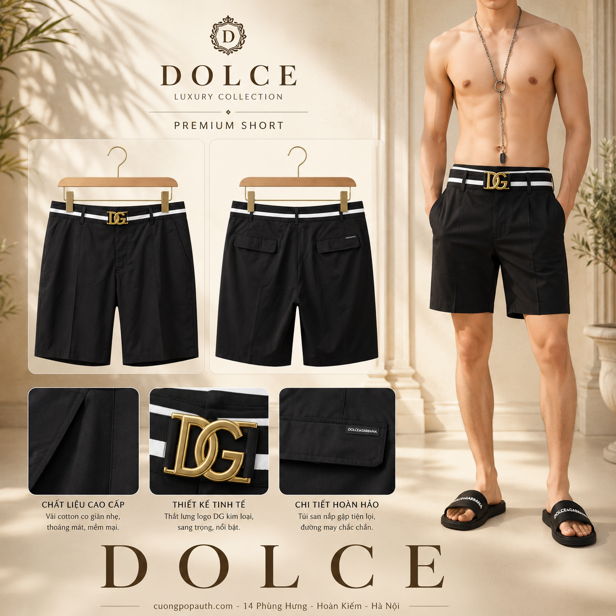 SHORT DOLCE ĐEN CHỮ LỒNG M4C23T FUSFW