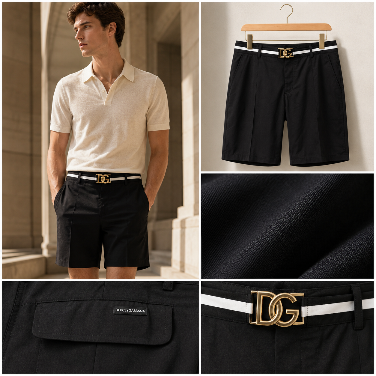 SHORT DOLCE ĐEN CHỮ LỒNG M4C23T FUSFW