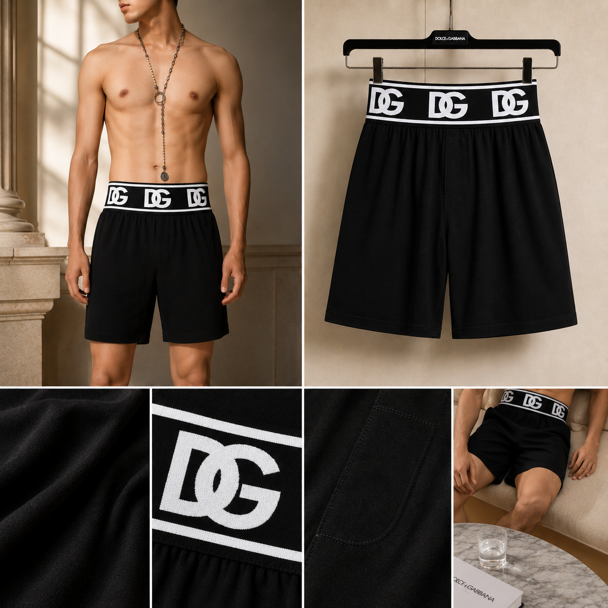 SHORT DOLCE ĐEN CHỮ TRẮNG M4E29J OUAIG N0000