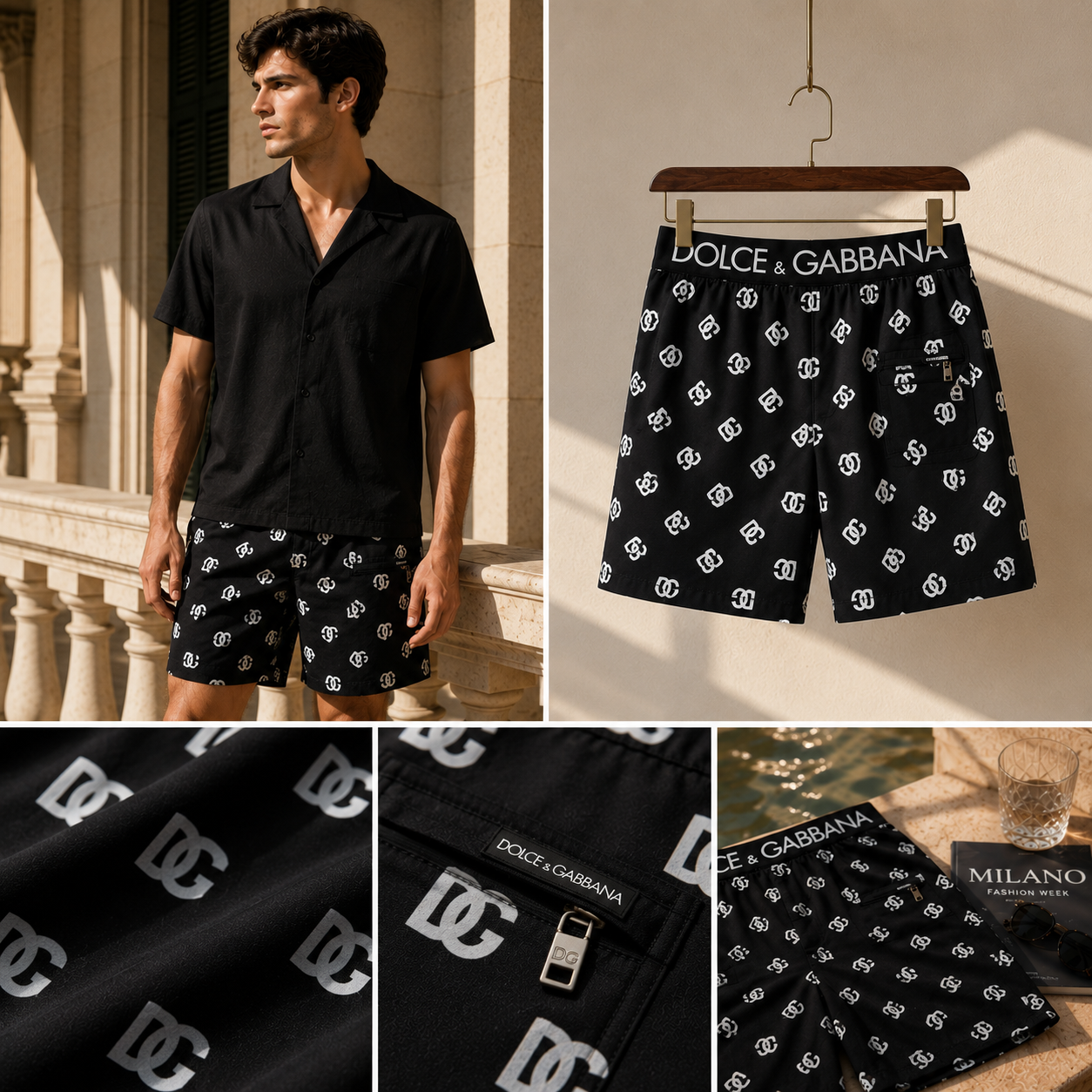 SHORT DOLCE ĐEN NHIỀU CHỮ M4B45T HSMGJ
